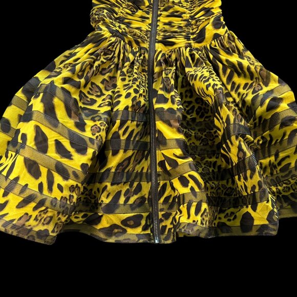 Betsey Johnson Cupcake Dress, Lime Green Leopard, Unique, Size 10 (Large) - Picture 6 of 14